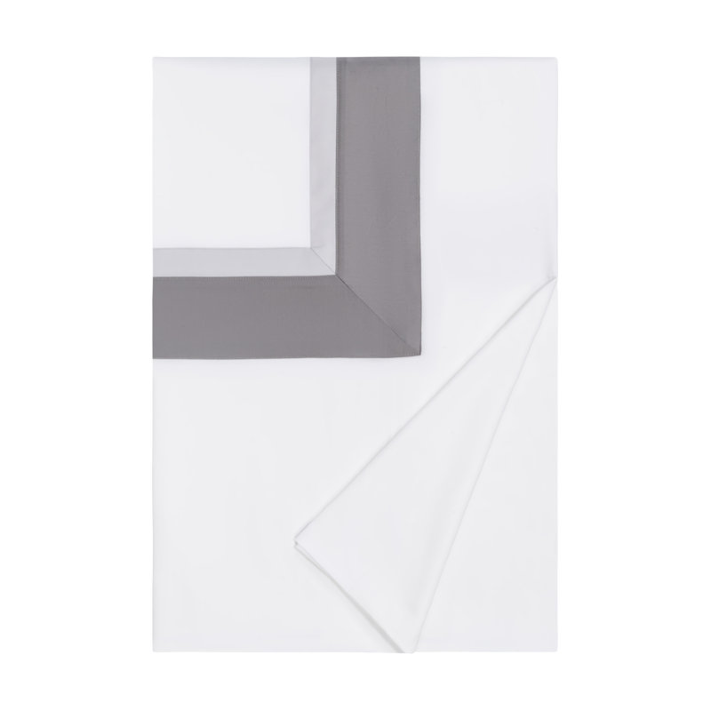 Borders Duvet Cover, California King, White/Pebble/Chrome