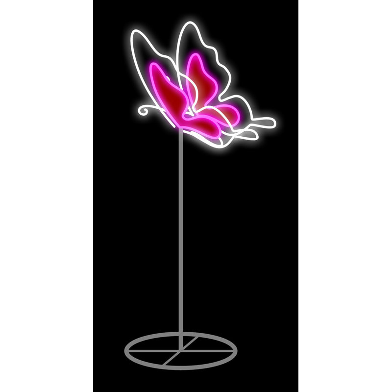 Papillon lumineux, Rose / blanc pur