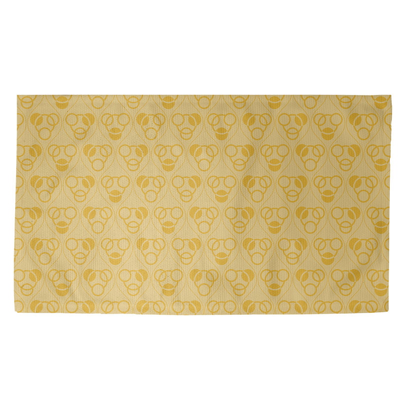 Tapis décoratif jaune à motif de cercles et de vagues, Rectangle 2 pi x 3 pi