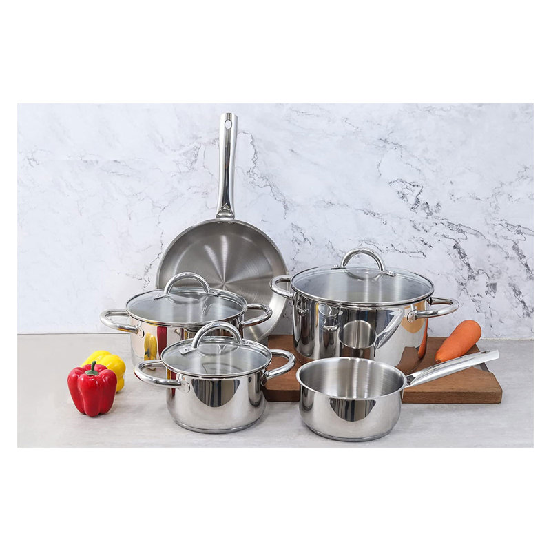 Echtwerk Pot Set with Lid, Matt brushed nickel