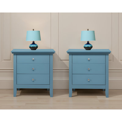 Lausanne Grey 3 Drawers Nightstand Set Of 2