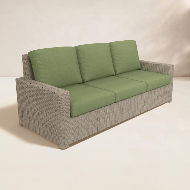 Henri 3 Seat Sofa With Sunbrella Cushions, Canvas Fern