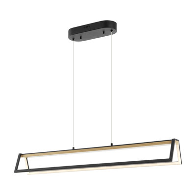 Lustre satiné noir et bois
