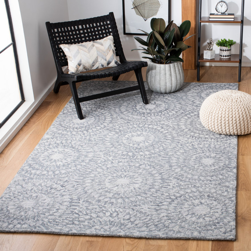 Tapis géométrique en laine et coton touffeté à la main Metro, Rectangle de 5 pi x 8 pi