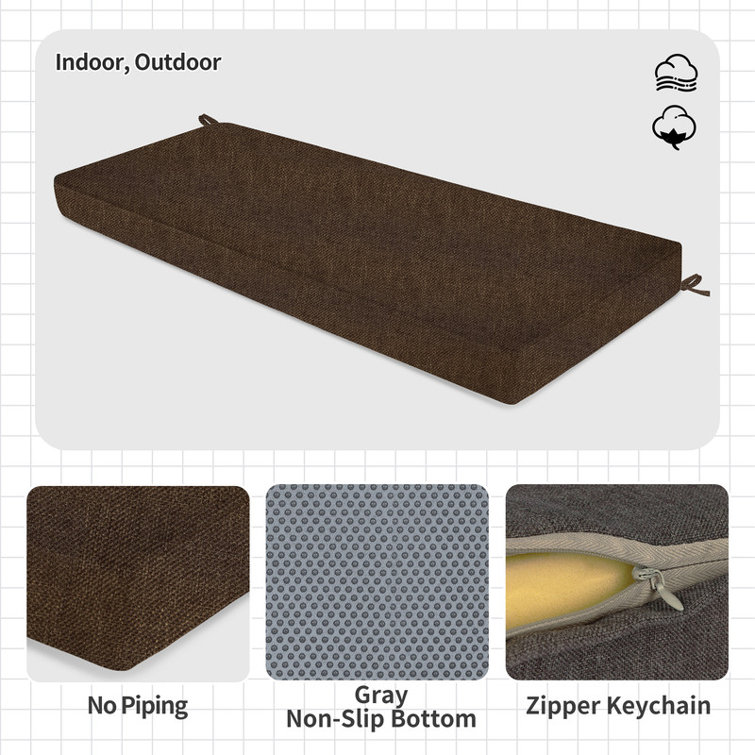 Customizable Bench Cushion For Indoor/Outdoor Furniture/Chair/Window Seat, Premium 75D High-Resilience Foam