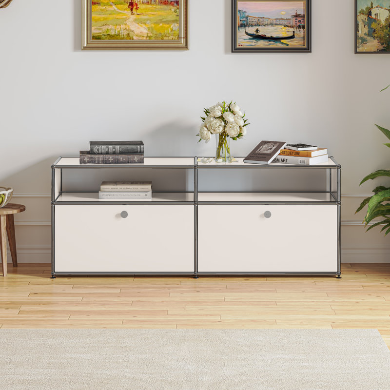 Lateafa 59.05'' Wide 2 - Shelf Storage Cabinet, White