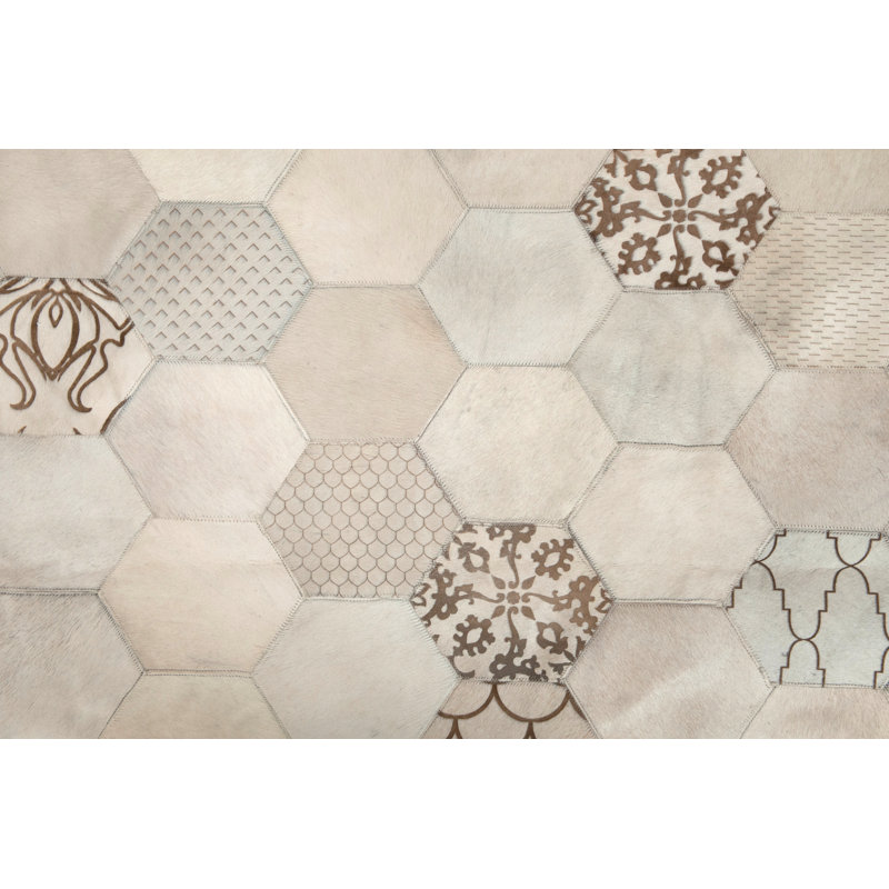 Atomo Cowhide Geometric Area Rug, Rectangle 2' x 3'