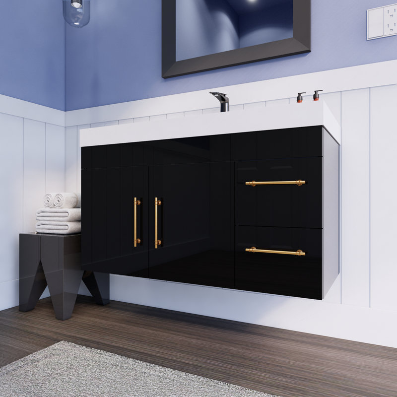 41.73228'' Single Bathroom Vanity with Acrylic Top, Gloss Black
