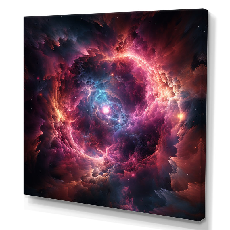 «Pink Galaxy Nebula Odyssey I», art mural Galaxies, H 30 po x l 30 po x P 1,5 po, Toile tendue