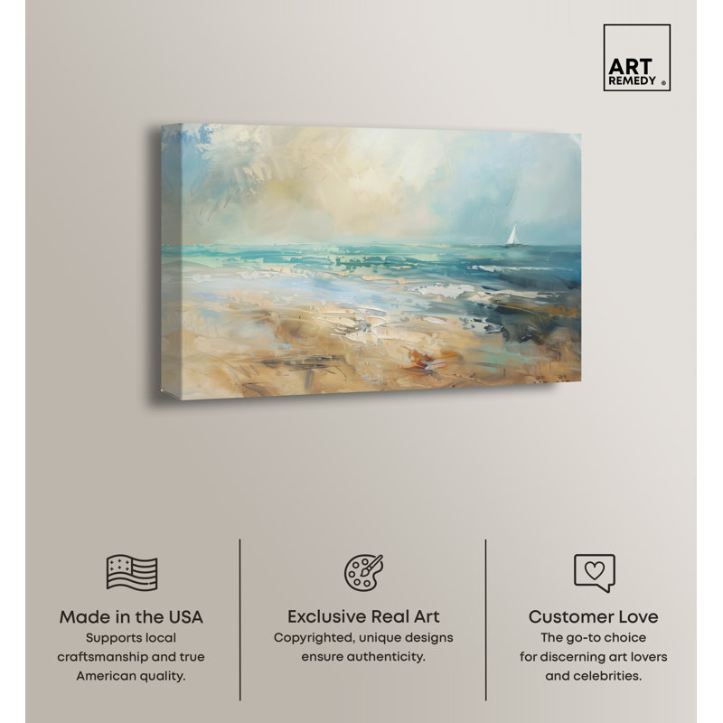 Beyond The Shore Coastal Beach Canvas Wall Art, 30" x 20"