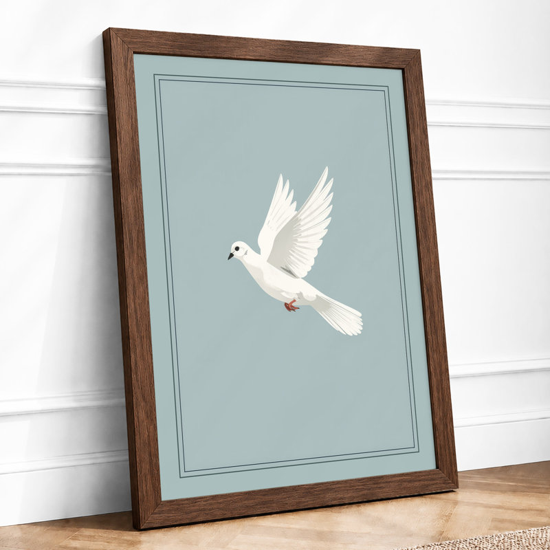 Descending Dove Minimalist - Print, A2 - 59.4 x 42.0 cm, Walnut