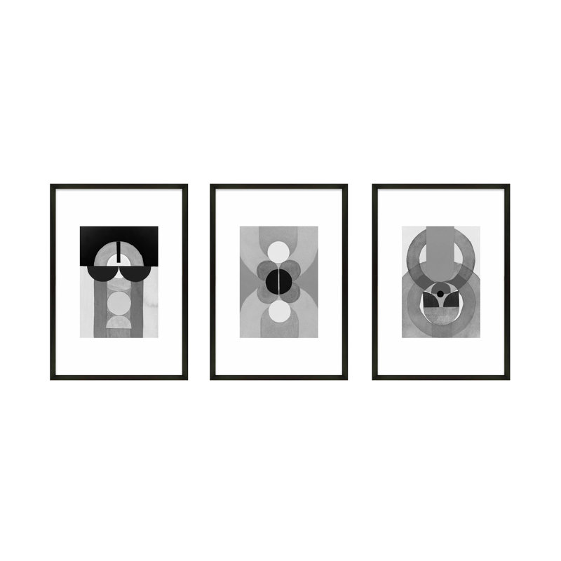 " Composition " by Allison Rietta 3 - Pieces Painting Print, Black, 20" H x 14" W x 1.25" D