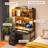 Computer Desk with Hutch and LED Lighting-1478279892