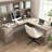 Paelynn 72” L-Shaped Sit to Stand Desk with Hutch, Adjustable Height, Storage, Modern Wood, Ash Gray-1695180243