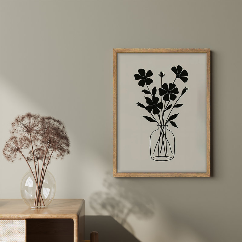 Reproduction florale encadrée pour décoration florale - 12 po x 16 po, Naturel, H 16 po x l 12 po