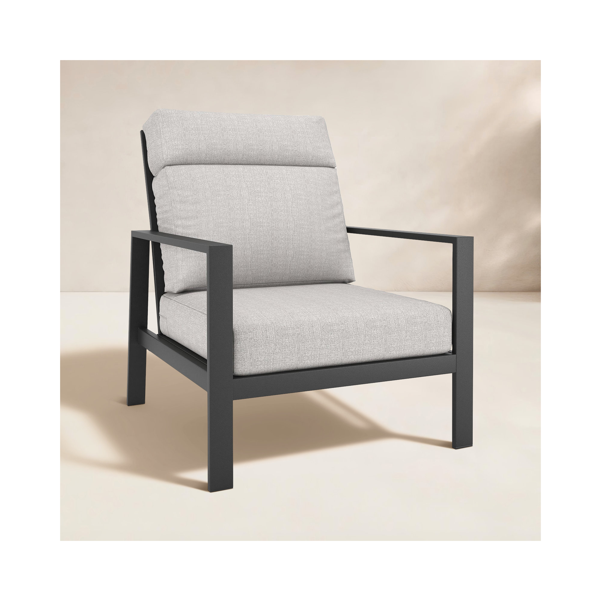 Townsend Metal Outdoor Lounge Club Chair With Sunbrella Cushion, Canvas Granite