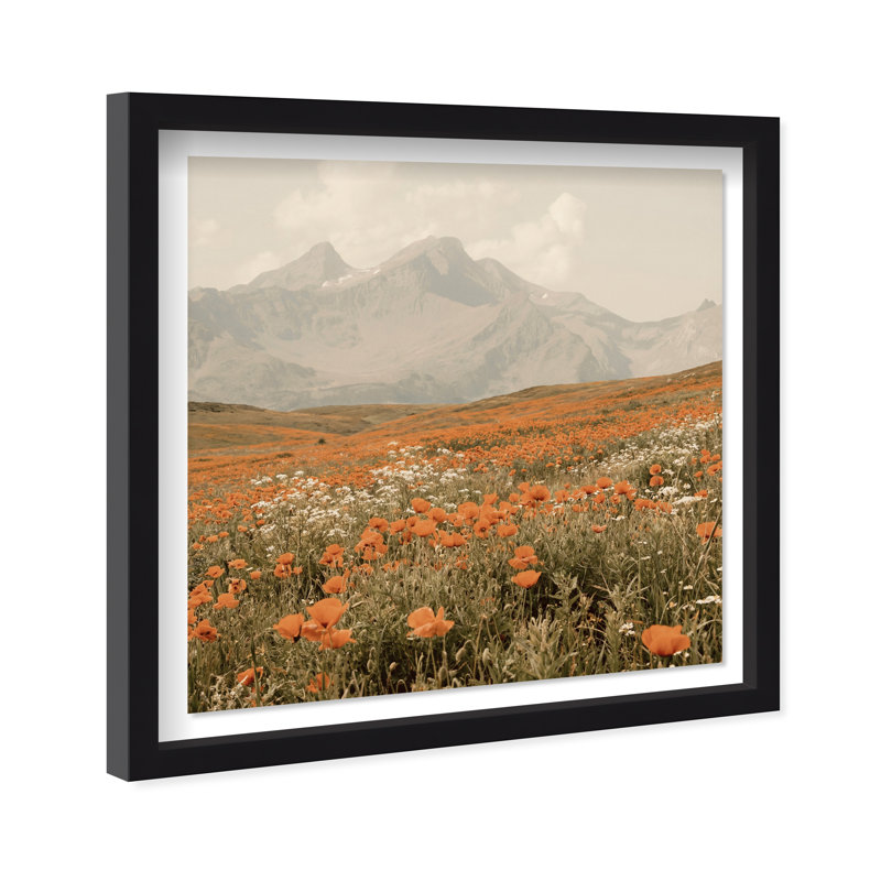 Orange Poppies Print by Oliver Gal, 17.5" H x 17.5" W, Black Shadowbox