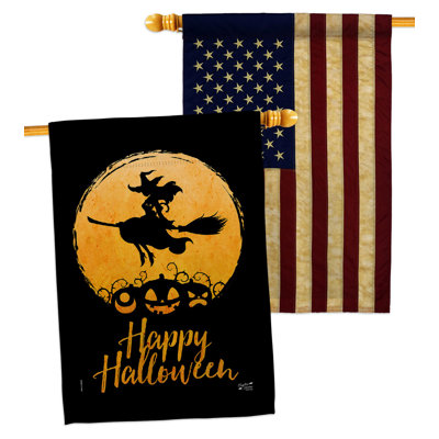 Double Sided 40'' H x 28'' W Polyester Halloween House Flag