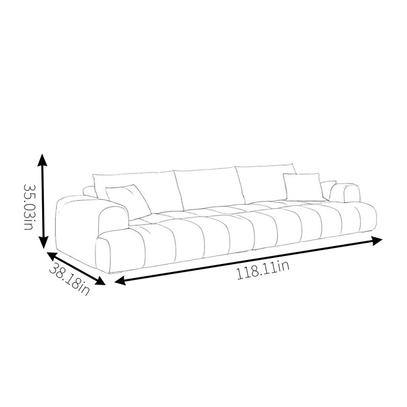 Canapé French Piano Keys, H 35,03 po x l 118,11 po x P 38,18 po