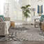Tapis argenté à motif floral moderne Newton-268925629