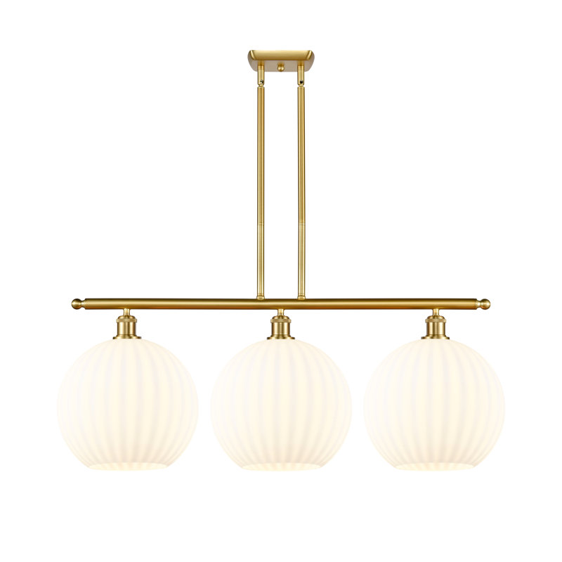 Luminaire suspendu pour îlot suspendu 3 lumières Ballston Venetian, Or satiné, H 14 po x l 38,5 po x P 12 po