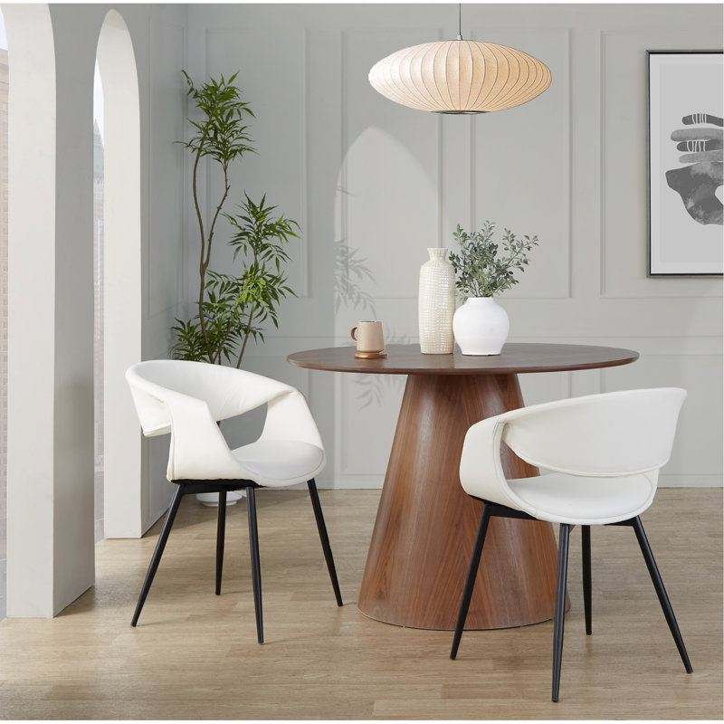 Chaise rembourrée en métal noir et similicuir blanc - ensemble de 2, Noir, Blanc