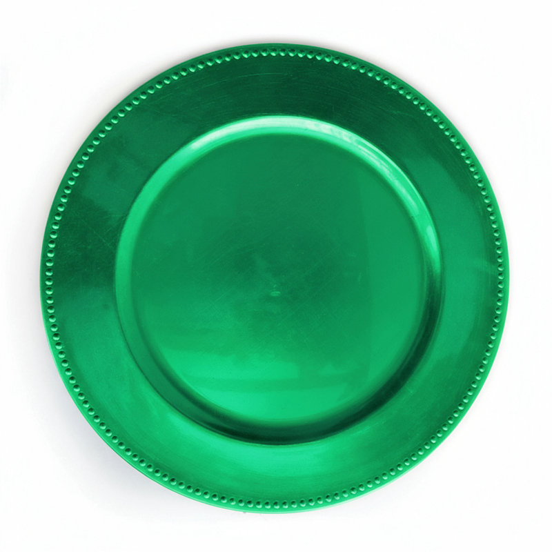 Plat de service perlé vert émeraude 13 po, Vert émeraude