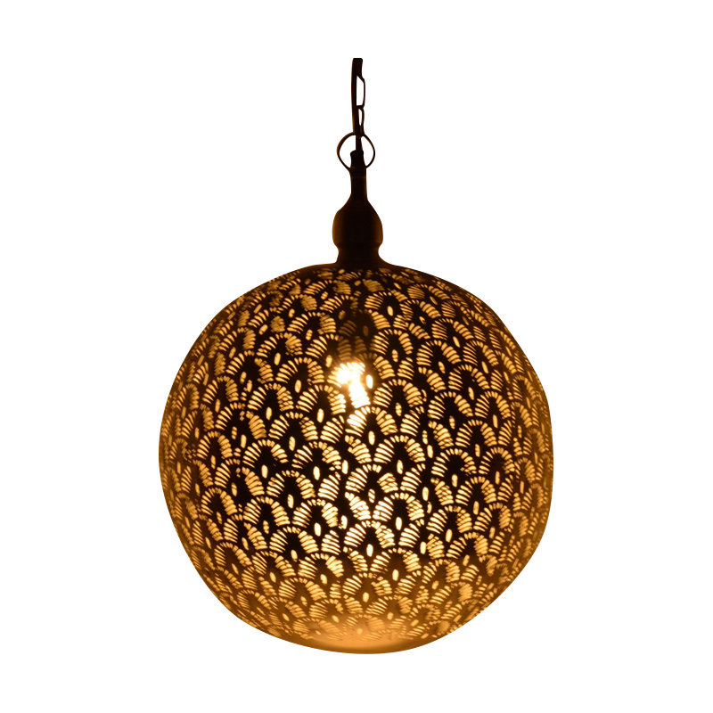 Duwayne - Light Nickel Sphere Pendant, 29cm H x 20cm W x 20cm D