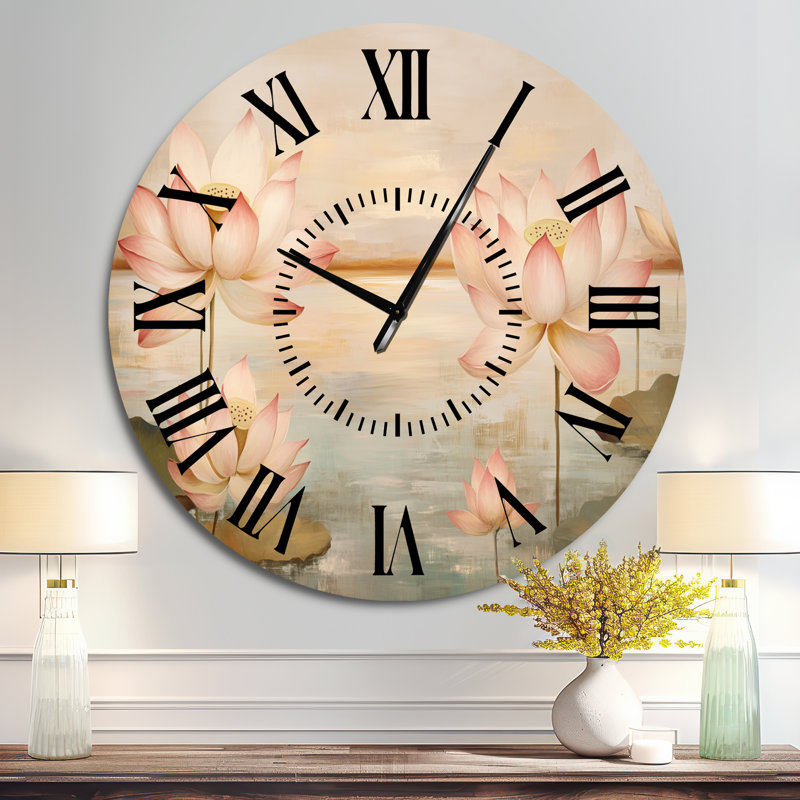 Horloge murale Blush Lotus Horizon, Surdimensionné