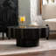 Table basse festonnée noire: forme unique à bord ondulé, pièce centrale élégante pour les espaces élégants.