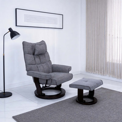 Fauteuil de massage inclinable à 8 points avec repose-pieds, tissu chenille chauffant, dossier ergonomique et rotation à 360° pour un confort et une relaxation ultimes.