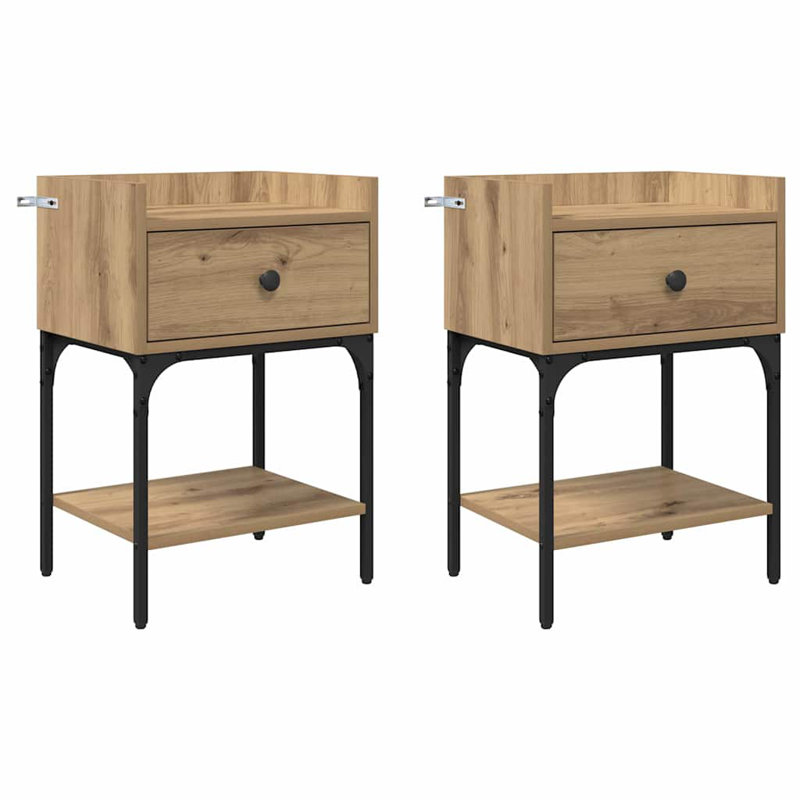 40cm W Manufactured Wood Bedside Table, Artisan Oak
