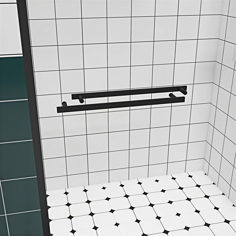 Double porte de douche coulissante, Noir mat