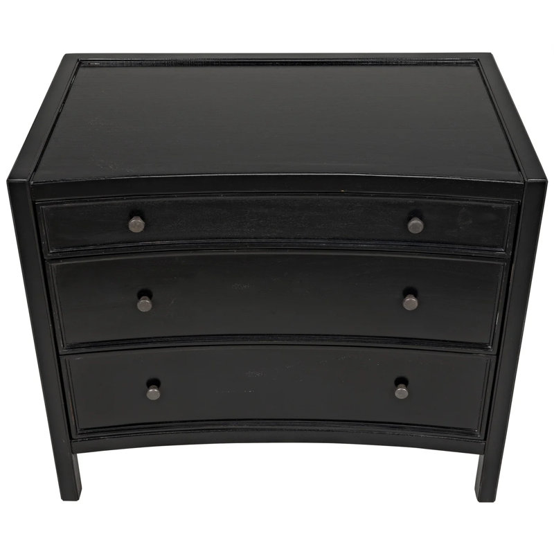 Hampton 3 - Drawer Solid Wood Nightstand, Hand Rubbed Black