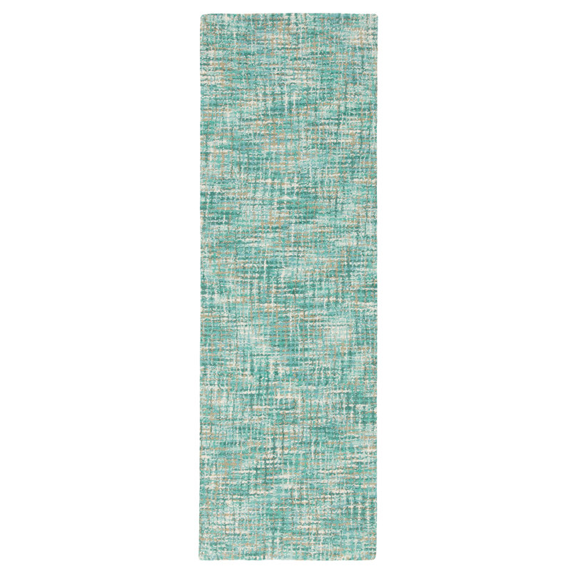 Tweedy Tufted Wool Light green/Brown/White Area Rug, Runner 2'6" x 8'