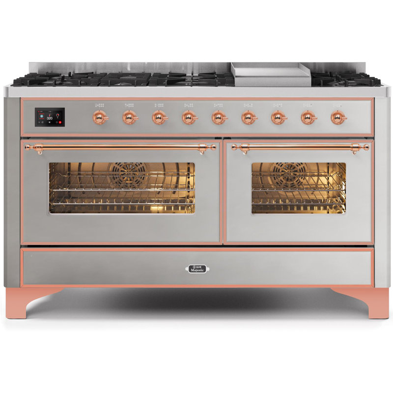 Majestic II 60" 5.02 cu. ft. Freestanding Dual Fuel Range with Griddle, Natural Gas, Blue Gray/Chrome