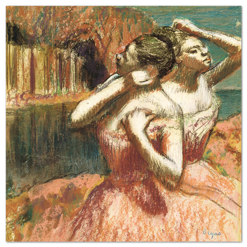 Due Ballerine by Edgar Degas - Unframed Painting on Glass, 100cm H x 100cm W