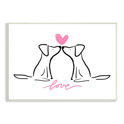 " Love Typography Two Dogs Kissing Line Doodle " by Anna Whitham