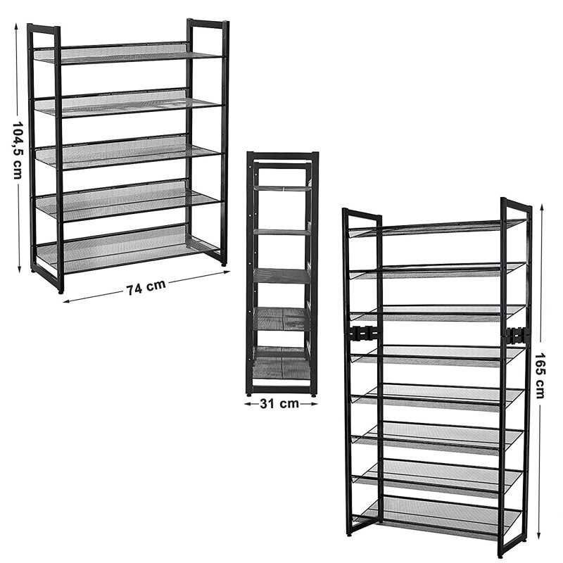 20 Pair Stackable Shoe Rack, Black