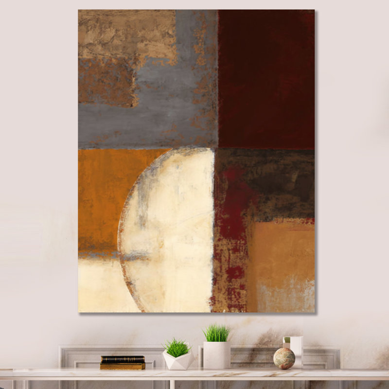 Décoration murale abstraite en métal chocolat brun élémentaire II, H 40 po x l 30 po x P 1 po