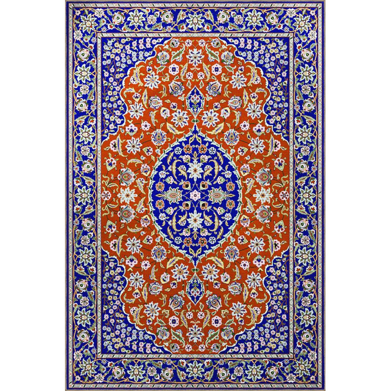 Tapis bleu lavable décoratif rétro, Sous-tapis carré 4 pi 11 po inclus