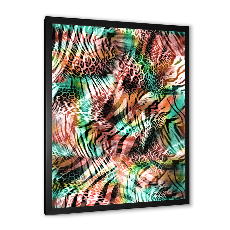 Léopard et tigre V - art moderne et contemporain sur toile, Toile avec cadre photo noir, H 20 po x l 12 po x P 1 po