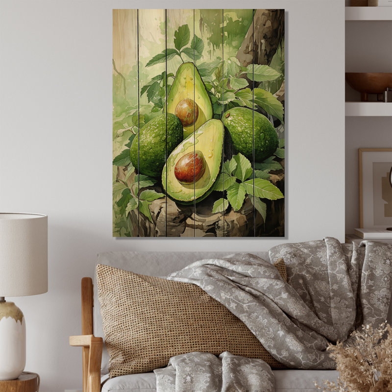 Fruit Lush Avocado I - impression sur bois sans cadre, H 20 po x l 10 po x P 0,78 po