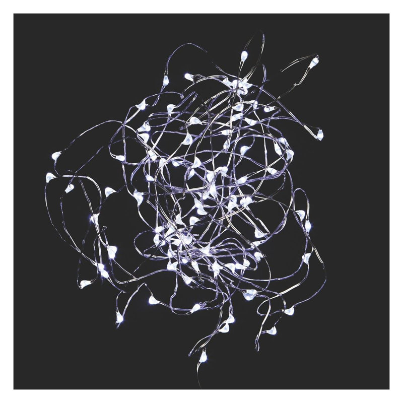 LED Fairy String Lights, Battery Operated LEDs, Flexible Silver Copper Wire for Indoor and Outdoor Decoration, White