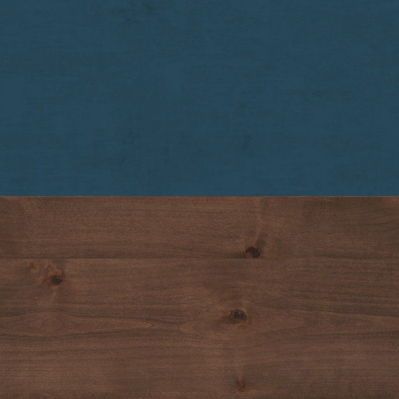 Armoire inférieure à 2 portes, finition bleu denim et whisky, 32 po de largeur, 17 po de profondeur, 27 po de hauteur, modulaire, peupliers massifs, placages, quincaillerie noire, aucune tablette modulaire à finition X très haute et profonde, requise