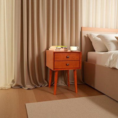 Table de chevet avec 2 tiroirs, petite table d'appoint avec rangement