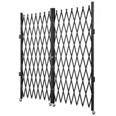 Double Folding Security Gate, 7.1' H x 12.5' W Folding Door Gate, Steel Accordion Security Gate, Flexible Expanding Security Gate, 360° Rolling Barricade Gate, Scissor Gate or Door with Keys