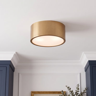 Modern Brass Cylindrical Flush Mount Ceiling Light