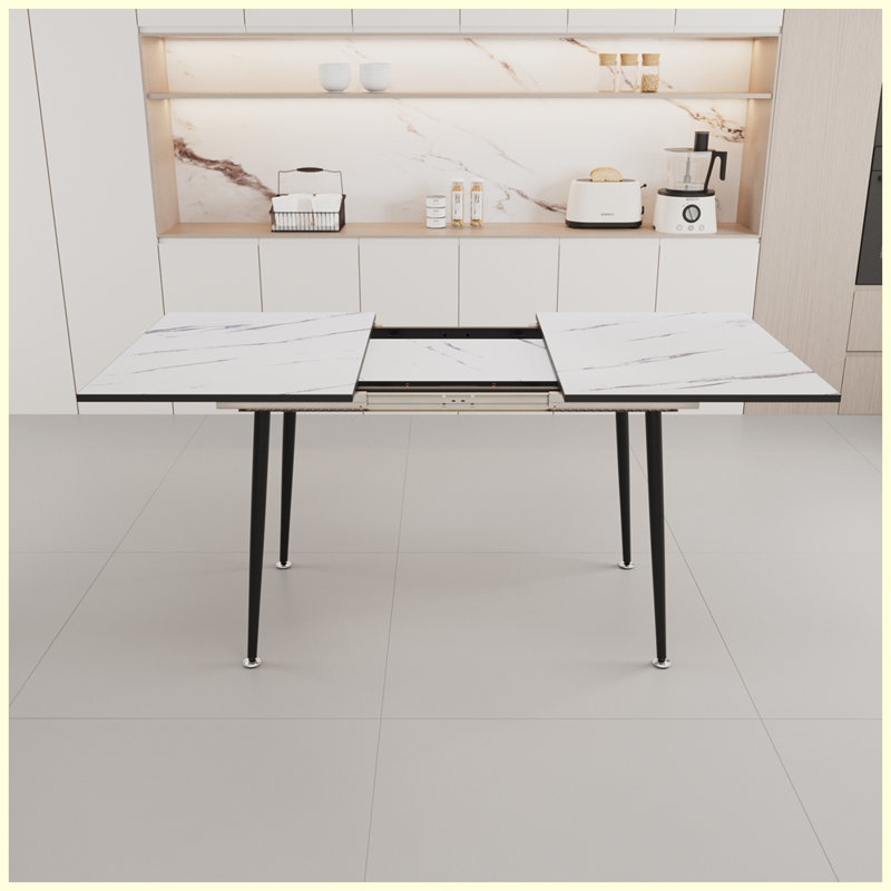 Table de salle à manger moderne et extensible avec pieds en métal