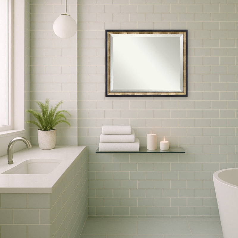 Miroir mural de salle de bain Petronella, L 18 po x H 22 po, Castellan Black